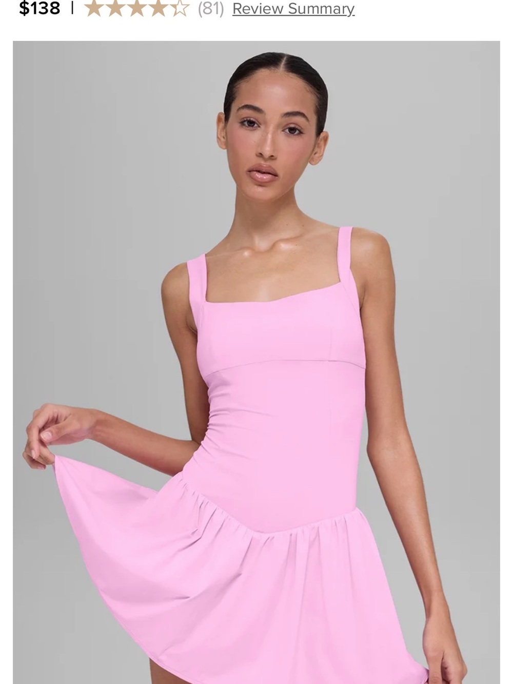 ALO Yoga Light Pink Square-Neck Slip Dress